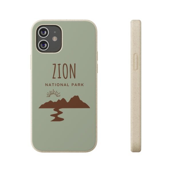 Zion National Park (Light Green) Phone Case, Biodegradable - Image 3