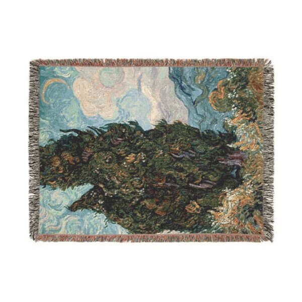 Van Gogh Woven Blanket, Cypresses Painting - Image 5